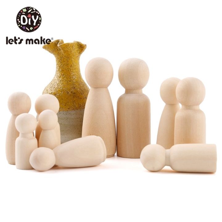 Girl】 10PCS 65mm,55mm,43mm,35mm Peg Girl Boy Wood Dolls Kids Decor Handmade DIY Unfinished Wooden Peg Dolls Blank