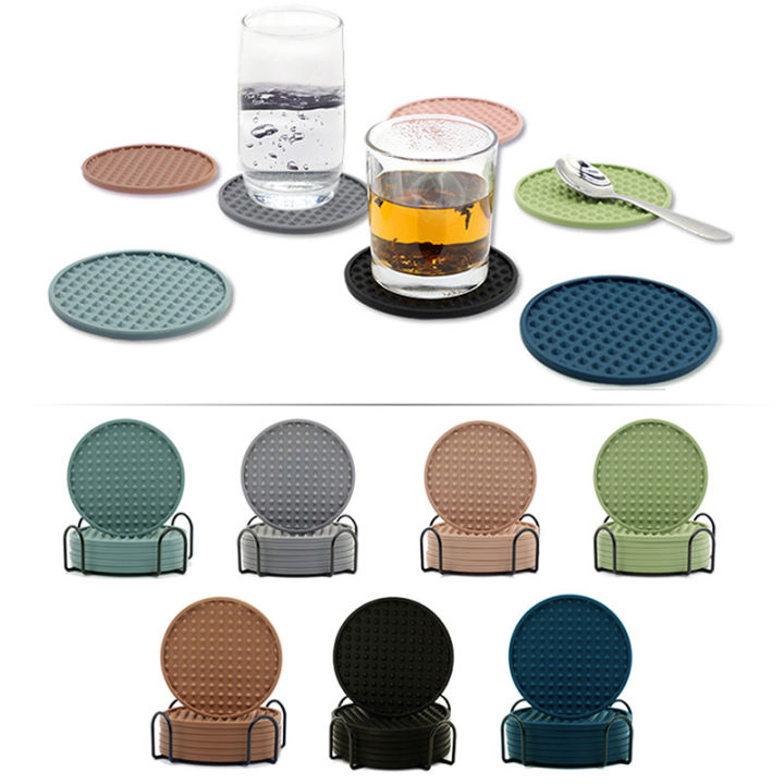 Round Coaster Cup Mats Coffee Drinks Silicone Cup Holder Thickened Non-slip Heat Thickened Pads Kitchen Table Accessories Fengshi