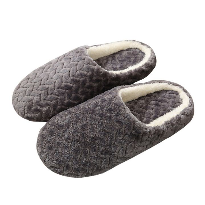 【ZIME】Cyprus Winter Slipper Home Comfy Warm Plush Slippers Indoor Bedroom Non-Slip Unisex Cotton Slipper Couple