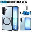 3 in 1 Samsung Galaxy A17 4G Acrylic Phone Case For Samsung Galaxy A17 5G A07 A06 Casing With Magnetic Wireless Charging Sticker +Full Coverage Tempered Glass Screen Protector. 