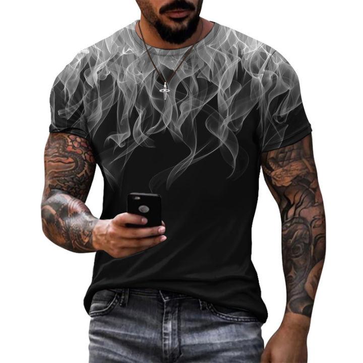Colorful%20Flame%20Graphic%203D%20Printing%20Summer%20Men's%20Short%20Sleeved%20T-shirt%20O-neck%20Street%20Fashion%20Oversized%20Casual%20Top%20-%20Image%204