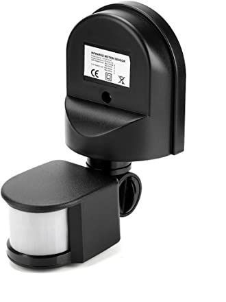 PIR Sensor Switch, Outdoor IP65 Waterproof Adjustable PIR Body Motion Infrared Sensor Detector Light Bulb Switch, Home Lighting Switch with 160° Detection Range 110V-240V(Black)