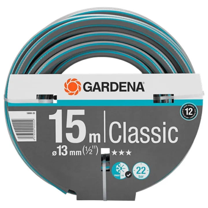 Gardena Hose - Classic 1/2" 15m W/o Fit- 18000-20