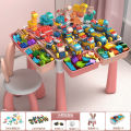 Compatible with Lego Children's Building Block Table Multifunctional Baby Building Block Chair Educational Early Learning Assembly Large Particle Building Block Toy. 