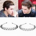 02 Pcs of Black Colour Hair Band For Man For Daily Use Fashionable Black Metal Waved Style Alice Sports Hairband Headband Headwear Accessory Spring Wavy Hoop For Men Women. 