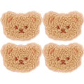 4pcs Lovely Plush Teddy Bear Patch Embroidery Cloth Stickers Fashionable Patchwork With Self-adhesive Decoration For Bag Clothing. 