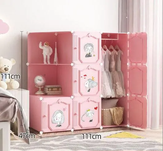 Wardrobe%20Organiser%20Wardrobe%20Storage%20With%20Handle%20Folding%20Assembled%20Easy%20Installation%20Cross%20Wardrobe%20Bold%20Skeleton%20Modern%20Plastic%20(Green)%20(Size%20:%20111X47X111cm)%20-%20Image%203