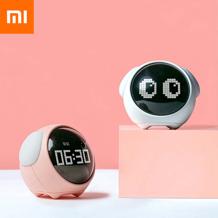 Xiaomi Youpin Cute Expression Pixel Alarm Clock Multi Function Digital Led Voice Controlled Light Bedside Thermometer Clock Home