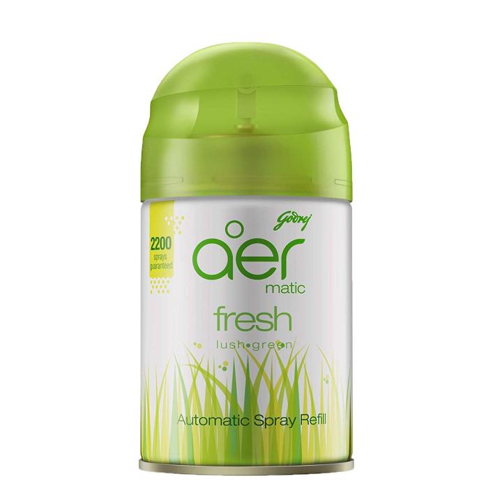 Godrej aer Matic Refill - Automatic Room Fresheners | Fresh Lush Green | 2200 Sprays Guaranteed | Lasts up to 60 days (225ml) NUZ