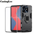 For Tecno Spark 10C Case Shockproof Armor Stand with Holder Car Ring Back Cover Casing hp For Tecno Spark 10C Screen Protector Glass film. 