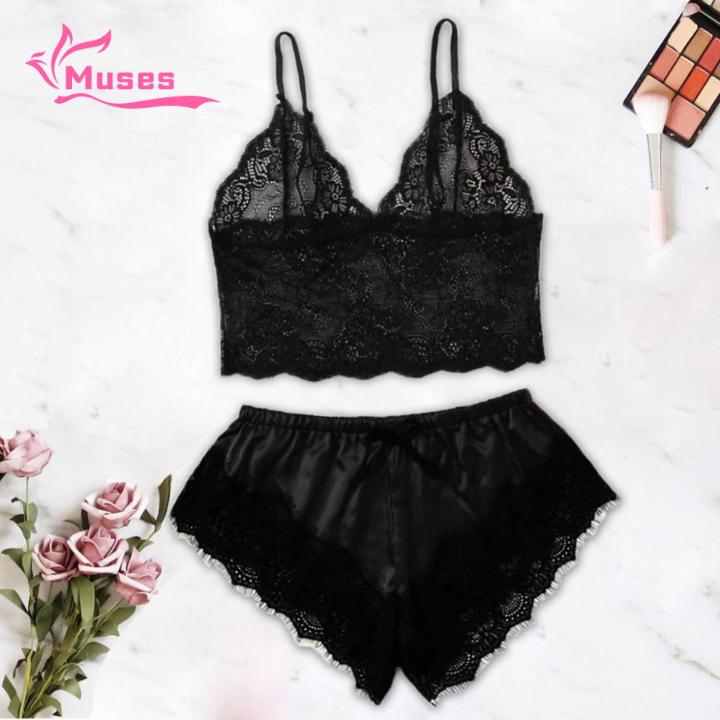 Muses%20Mall%20Camisole%20Shorts%20Set%20Attractive%20Women%20Camisole%20Shorts%20Lace%20Sleepwear%20Set%20-%20Image%209