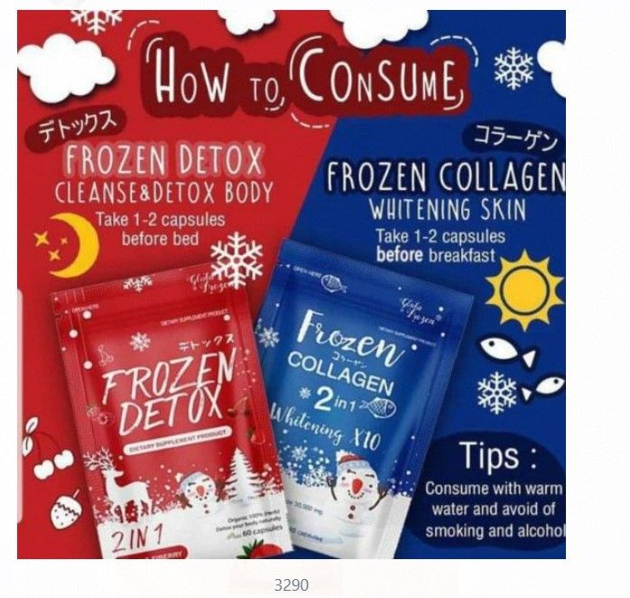 SET Frozen Collagen Glutathione 2 in 1 Whitening x Frozen Detox Natural Cleanse