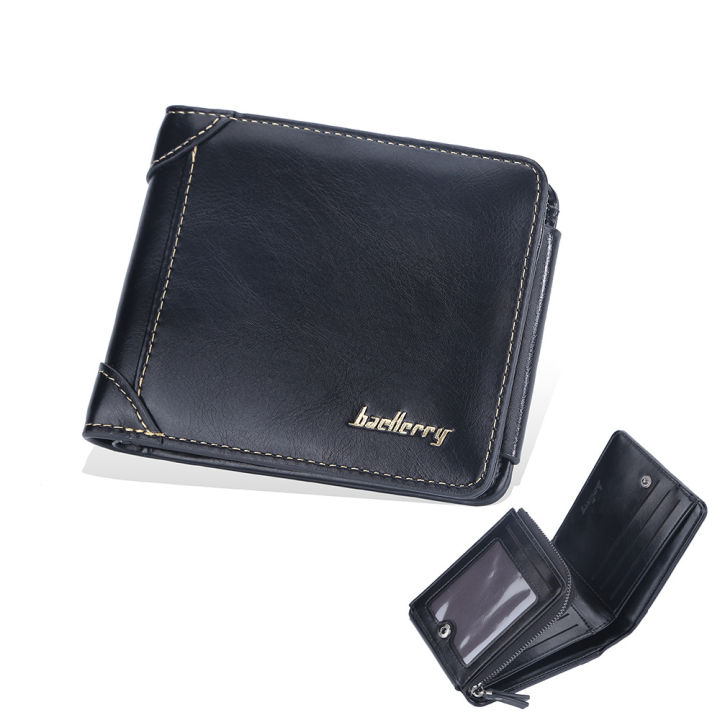 Baellerry Men's Wallet Pu Leather Anti-theft Wallet 3 Fold 15 Cards RFID Short Purse Wallets for Men Fashionable Business