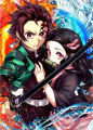 Demon Anime 5d Full Diamond Painting Kits Tanjirou Nezuko Cartoon Art Mosaic Cross Stitch Home Decor Kids Handwork Gift. 