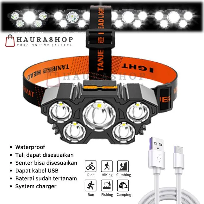 T21%205LED%20With%20Built-in%2018650%20Battery%20USB%20Rechargeable%20Portable%20Flashlight%20Lantern%20Headlamp%20Outdoor%20Camping%20Headlight%20-%20Image%204