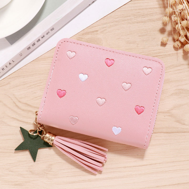 Ladies Small Wallet Mini Tassel Wallet Short Zipper Cute Pu Leather Coin Purse GJCUTE