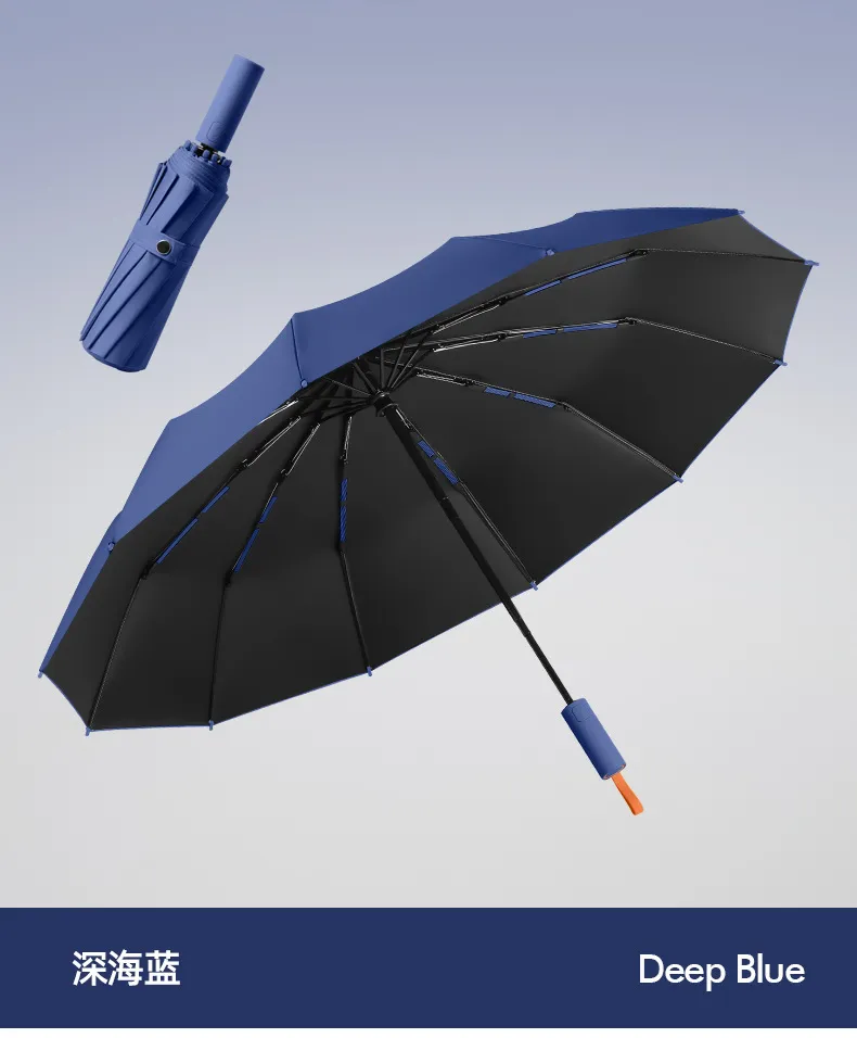 thumbnail image 2 of Automatic 3-Fold Compact Umbrella – Windproof, UV Protection – Unisex – Multiple Colors (Navy, Pink, Blue, Red, Black) 2 of 5
