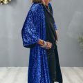 DESCENTE Women Sequined Cardigan Jacket Sparkly Sequin Cardigan for Women Stylish Mid-length Coat for Parties Daily Wear Three Quarter Sleeves Loose Fit Sequin Coat. 