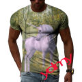 Tide Fashion Summe White Horse Picture Men's T-shirt Casual Print Tees Hip Hop Personality Round Neck Short Sleev Tops. 