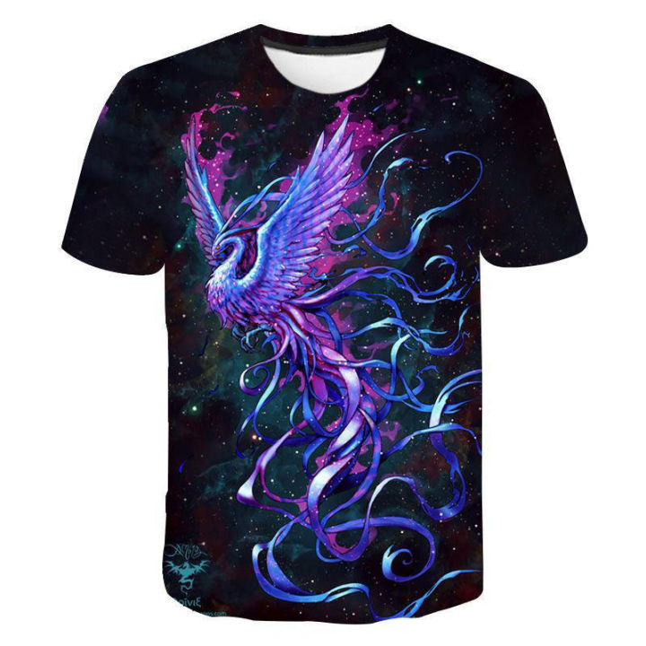 3D%20printed%20phoenix%20bird%20pattern%20MEN'S%20summer%20T-shirt%20fashion%20casual%20fun%20o%20collar%20oversized%20short-sleeved%20T-shirt%20clothing%20-%20Image%203