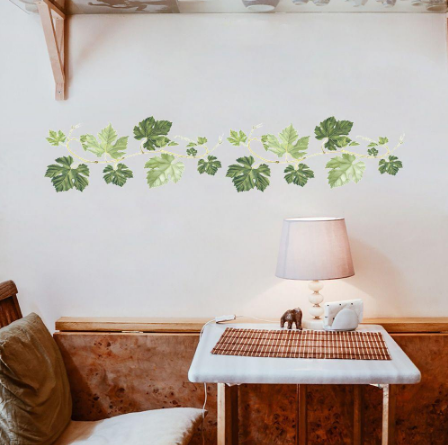 Green Leaf Vine Baseboard Wall Stickers Bedroom Living Room Corner Decoration Art Mural Home Decor