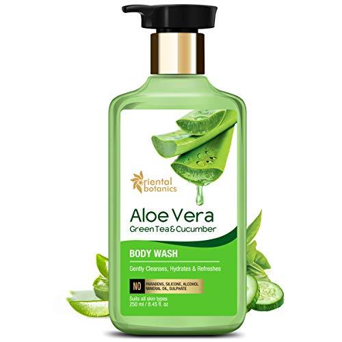 oriental botanics Stbotanica Aloe Vera,Green Tea&Cucumber Body Wash,250Ml|Infused With Aloe Vera,Green Tea&Cucumber|Refreshes&Hydrates Skin|No Parabens&Sulphates|Cruelty Free&Vegan(FROM INDIA)JEZ