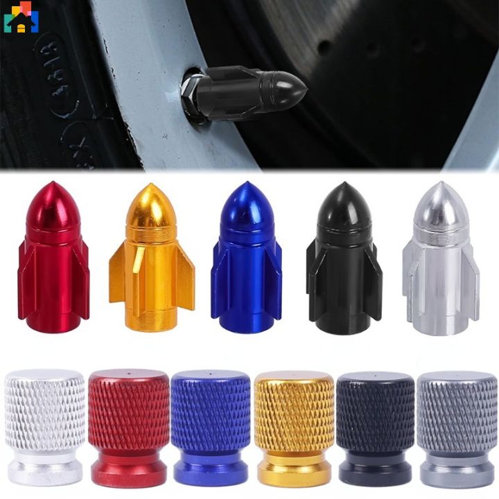 1Pc Aluminum Alloy Car Wheel Tire Valve Cap Rocket Head Mesh Wheel Tyre Hub Stem Dust Cover Auto Motorcycles Styling Decoration