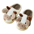 【ALLGOOD】Cyprus Winter Cartoon Couple Slippers Home Fur Slippers Women Warm Cotton Slippers Cute Cow Indoor Thickening. 