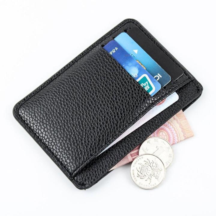 Men's Business Card Holder Credit Card Holder PU Leather 6 Card Slots Ultra-Thin Litchi Pattern Mini Wallet Fashion Coin Pocket Big Capacity Clutch Bag Storage Bag Soft Durable For Coin Money Cards