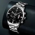 【Miga Plaza】Fashion Mens Watches Luxury Silver Stainless Steel Quartz Wrist Watch Man Business Watch for Men Calendar Clock Reloj Hombre. 