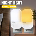 Energy Saving Night Light Plug-in LED Feeding Socket Lamp Indoor Lighting Bedroom Night Bedside Lamp US Two-color Lamp 1Pcs. 