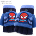 Children's Half Finger Flip Gloves Boys Autumn and Winter Open Finger Pupils' Writing Warm Kids Spider-Man. 