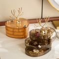 Jewellery storage Light luxury deer dream jewelry storage box, multi-layer home jewelry box with lid, desktop rotating necklace, jewelry box. 
