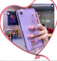 LECOMES for OPPO A57 (2016) Back Cover with Love Heart Bracelet Chain Luxury 6D Plating Shiny Soft Silicone Mobile Phone Case Pouch Girls. 