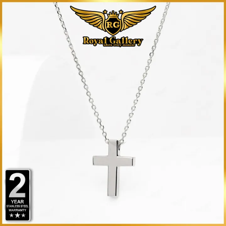 Silver Simple Cross Pendant with Link Chain Stainless Steel Guaranteed Long Y Luxury Necklace warranty Lightweight sunny Style J-Hope Suga Women & Men Fashion Party Jewelry Unisex Ornament Gift RG-CP