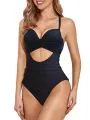 Women's Swim Wear Bodysuit, Solid Color/Printed Patchwork Cutout Backless Beach Jumpsuit, Casual Swimming Romper. 