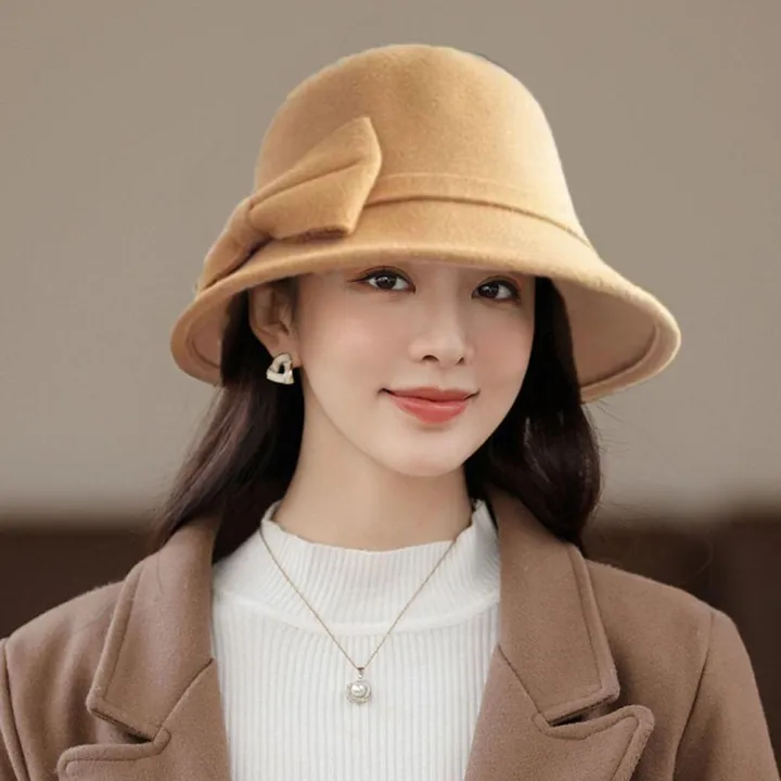 Elegant%20Winter%20Vintage%20Wool%20Hat%20Ladies%20Bowknot%20Winter%20Hat%20Bucket%20-%20Image%203