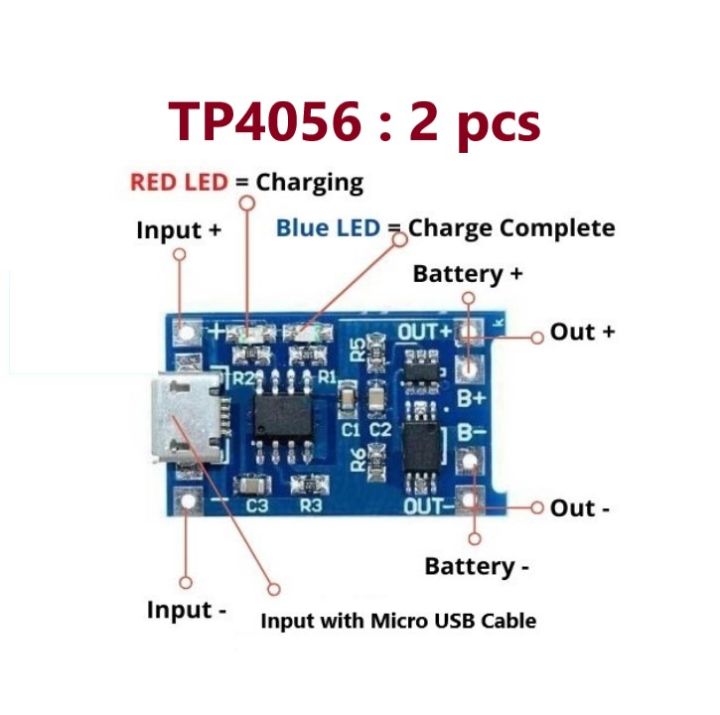 2 pcs of TP4056 Charging Module with Protection