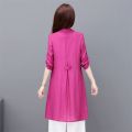 Thin Jacket for Summer Women's Mid-Length Shirt Stylish Loose plus Size Solid Color Trench Coat Cardigan Fashionable Outer Wear Top. 