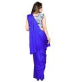 VELANTINA ROYAL BLUE SATIN SILK SAREE WITH BLOUSE PIECE. 