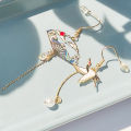 Her Lab Jewelry |Vintage Brooches Jewelry Gold Plated Red-Crowned Crane Brooches and Pins for Women. 