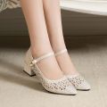 hjSandals for Women with Heel Close Shoes with Heels High Heel Sandals for Women on Sale  New Pointed Mesh Crystal Lady Fashion Casual Outdoor Slippers Black Shoes for Women for Office Block Women 2 Inches Sale9. 