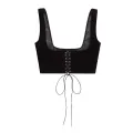 Adjustable Straps Women Bustier Corset Slimming Lace-Up Design Crop Length Underbust Lace-Up Corset Lace Trim Underbust Style Suspender Crop Top for Lingerie Party Bridal Wear Body Shaping Clubbing Or. 