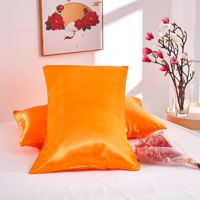 Premium Quality Silk Pillow Case 18"x 27" Bed Decoration Pillow Cover 1 Pair