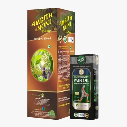 Amrith Noni D Plus 500ml + Amrith Noni Pain Oil 100mlFROM INDIA(NUZ ...