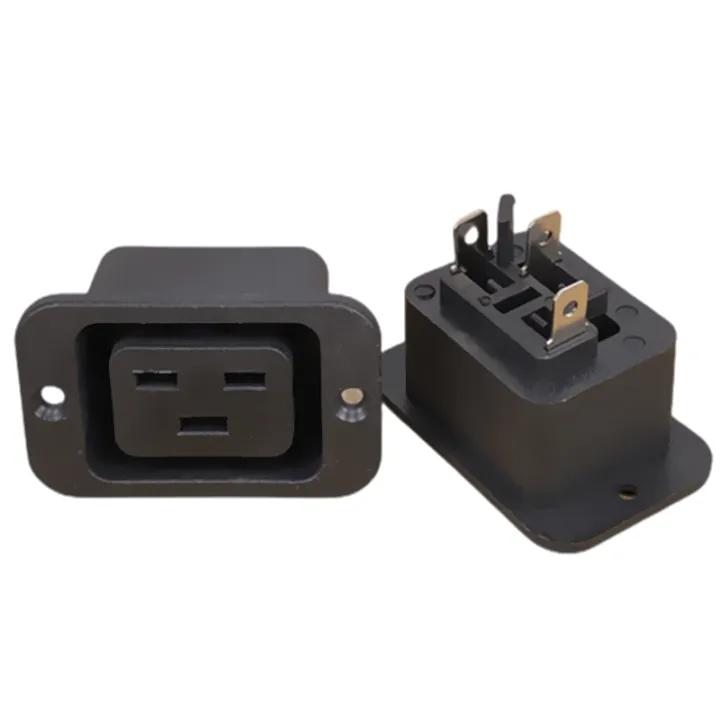 Black 16a 250v Iec-C19/c20 Panel Mount Adaptor Plug Connector Socket ...