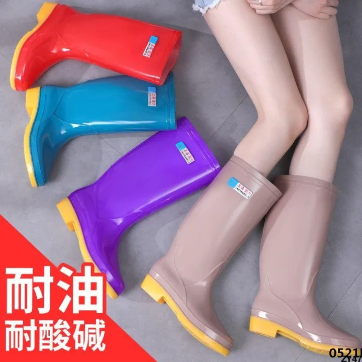 Shoes%20non-slip%20high-top%20mid-calf%20rain%20tendon%20rain%20boots%20spring%20and%20autumn%20warm%20rain%20boots%20rain%20sole%20rubber%20shoes%20waterproof%20women's%20winter%20fleece%20lining%20-%20Image%203