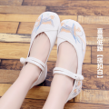 Shoes for Han Chinese Clothing Archaic Style Shoes Women's Lace-up Pure White Low Heel Invisible Elevated Embroidered Shoes Women's Ethnic Style Old Beijing Cloth Shoes Women. 