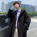 Mid-Length Trench Coat Men's Korean-Style Trendy All-Matching ins Hooded Hooded Jacket Autumn Top Fashion Brand Autumn Coat. 