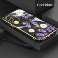 Samsung Galaxy A56 A36 A26 5G Butterfly Flower Casing Square Edges Plating Back TPU Soft Case Cover. 